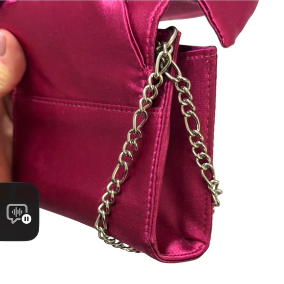 White House Black Market-Hot Pink Satin Bow Chain Wristlet-Barbie Core-Y2K-Glam - Picture 6 of 9